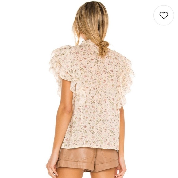 Cleobella Katy Victorian Floral Cream Ruffled Tie Front Blouse size XS - Picture 12 of 12